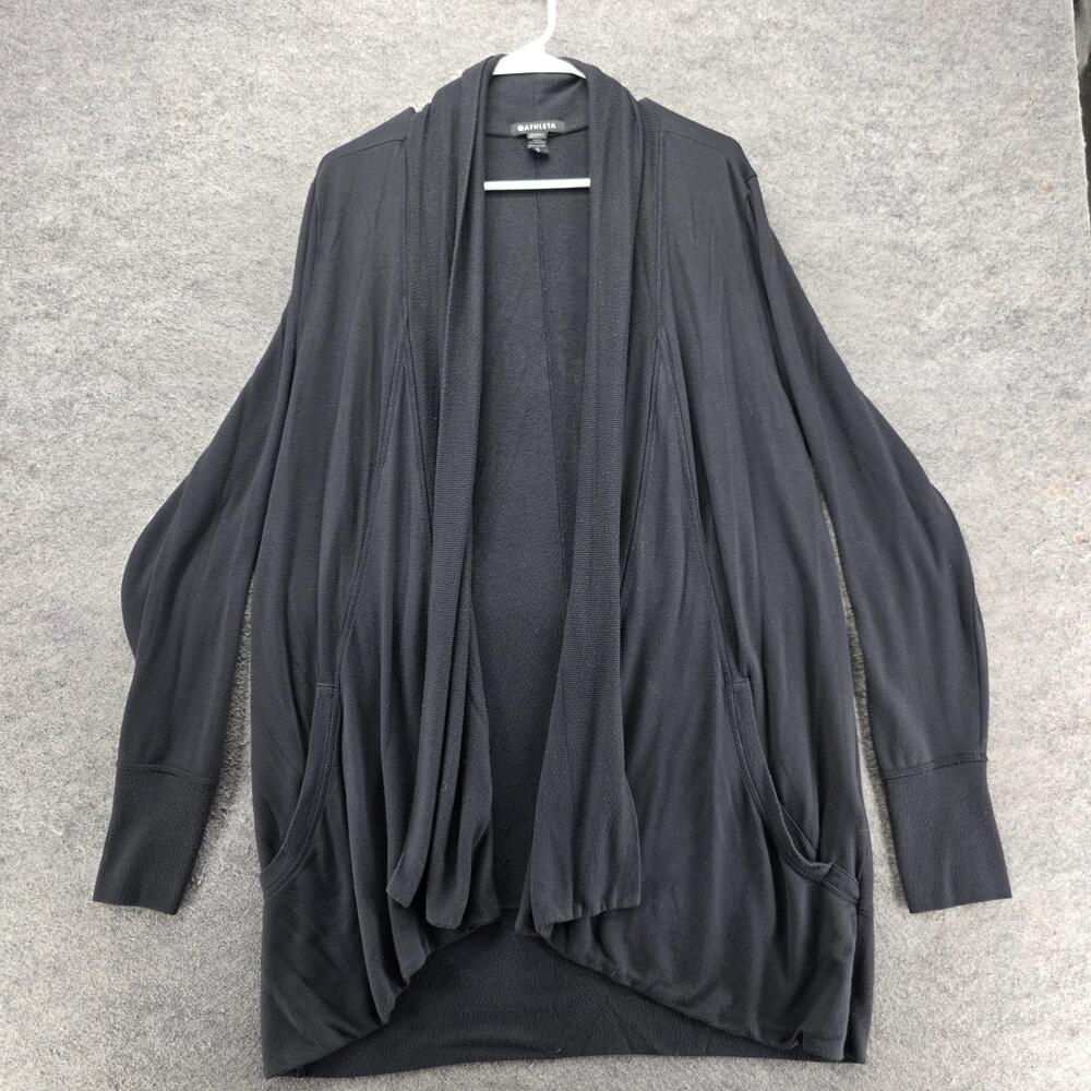 Athleta Sweater Cardigan Womens L Black Pranayama Wrap Lightweight Pockets